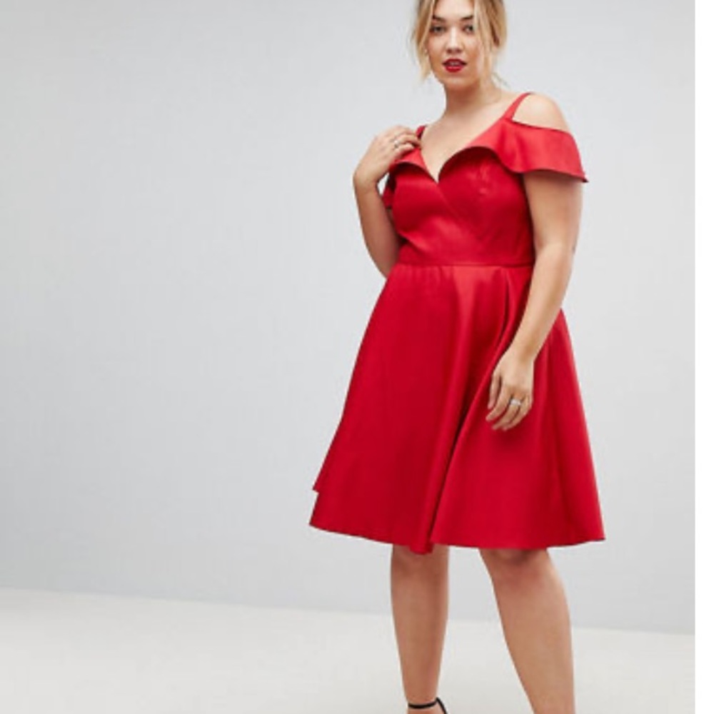 Midi Skater Dress With Cold Shoulder